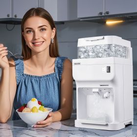 Commercial Ice Shaver 220LBS/H Electric Ice Crusher Snow Cone Maker White