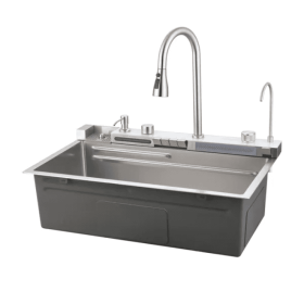 Pull-out Facuet Single Bowl Sink Kitchen Vegetable Sink 304 Whale Waterfall Sink Dish Sink Household Vegetable Washing Basin